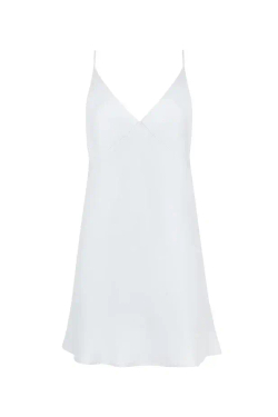 Сорочка короткая с глубоким вырезом и кружевом белая