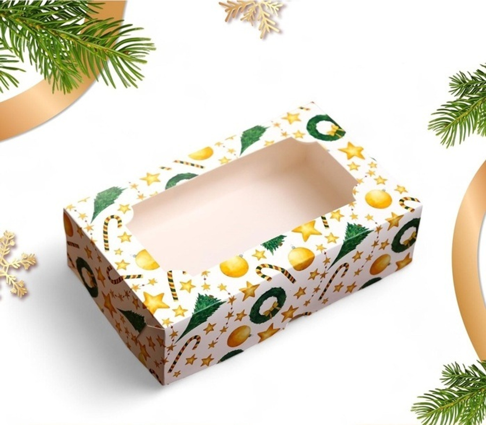 Коробка для десертов новогодняя 25*15*7см