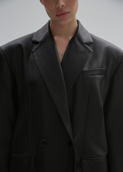 Пальто макси из экокожи кожи