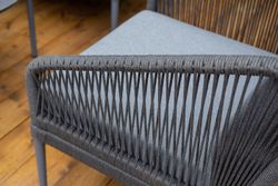 "Канны" лаунж-зона 4-местная (разборная) из роупа со столиком "Диего" цвета "серый гранит", роуп темно-серый круглый, ткань темно-серая