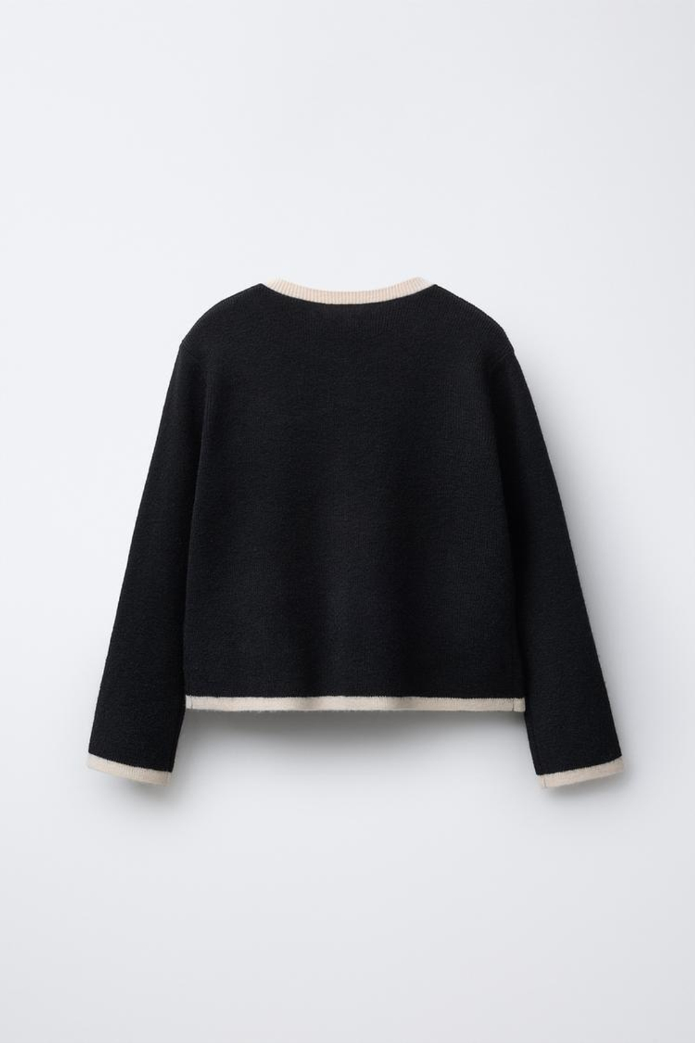 ZARA ВЯЗАНЫЙ КАРДИГАН С БАНТАМИ, ЧЕРНЫЙ