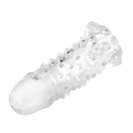 Прозрачная насадка-удлинитель с пупырышками и усиками - 13,5 см.