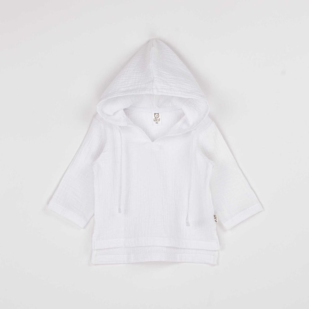 Рубашка муслиновая с капюшоном "Молоко" 7+