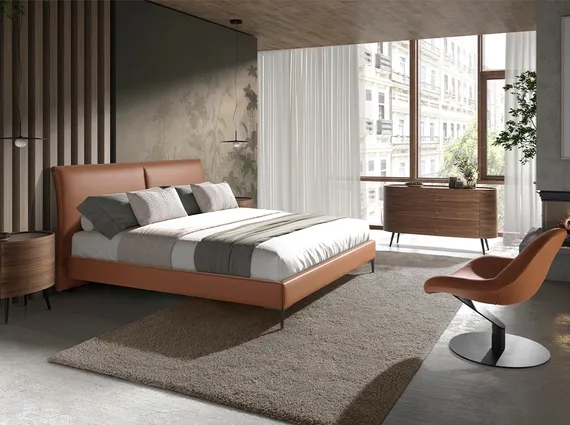 Крутящееся кресло Angel Cerda 5116, коричневая экокожа