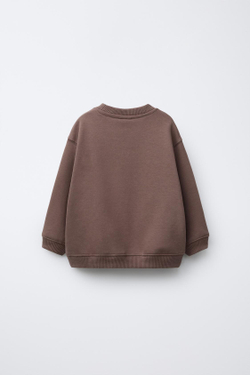 ZARA ТОЛСТОВКА С ВАФЕЛЬНЫМ УЗОРОМ, ШОКОЛАДНЫЙ