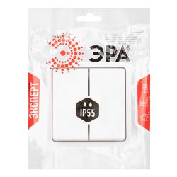 Переключатель ЭРА Эксперт 11-1526-01 двойной IP55 10АХ-250В СУ белый | Эра Эксперт