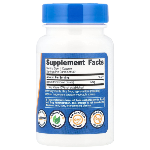 Nutricost, Бор, 5 мг, 30 капсул
