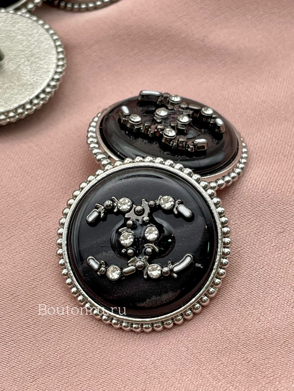 Пуговицы Шан. Черные Перламутр Серебро (скидка