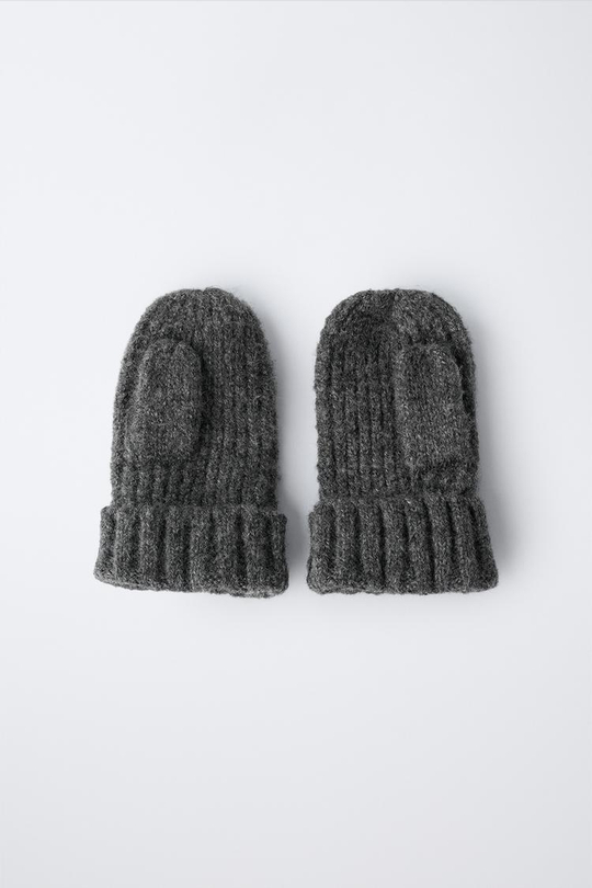 ZARA ВАРЕЖКИ, СЕРЫЙ МЕЛАНЖ