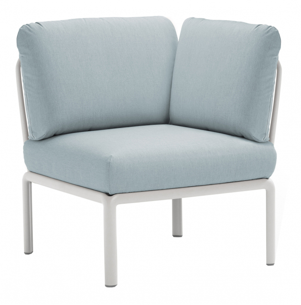 Модуль угловой пластиковый с подушками Nardi Komodo Elemento Angolo, белый, лед