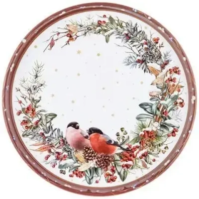 ПОДНОС СЕРВИРОВОЧНЫЙ AGNESS КОЛЛЕКЦИЯ «СНЕГИРИ» КРАСНЫЙ 33*2,1 СМ