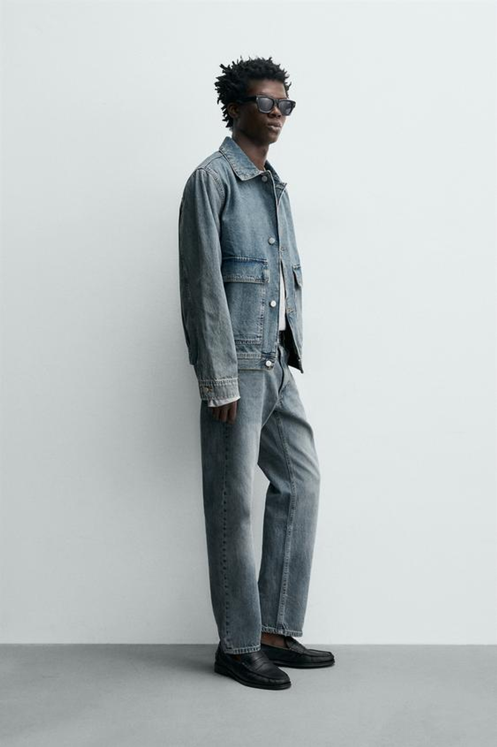 ZARA ДЖИНСЫ REGULAR FIT, ПАСТЕЛЬНО-СИНИЙ