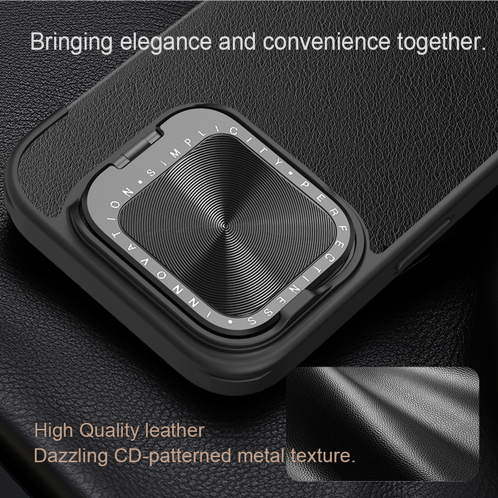 Кожаный чехол книжка черного цвета от Nillkin для iPhone 16 Pro Max, серия Qin Prop Leather Case