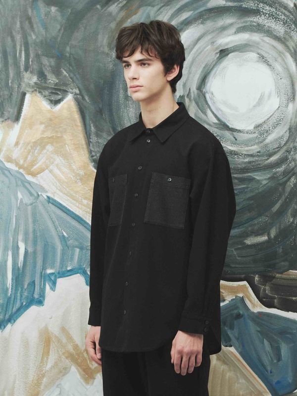 Рубашка Patchwork черная - фото 4