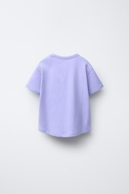 ZARA ОДНОТОННАЯ ФУТБОЛКА, ЛАВАНДОВО-СИНИЙ