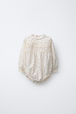 ZARA БОДИ С ЦВЕТОЧНЫМ КРУЖЕВОМ, ЭКРЮ