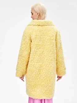 Шуба из шерсти мериноса чебурашка, желтая, SilverFox