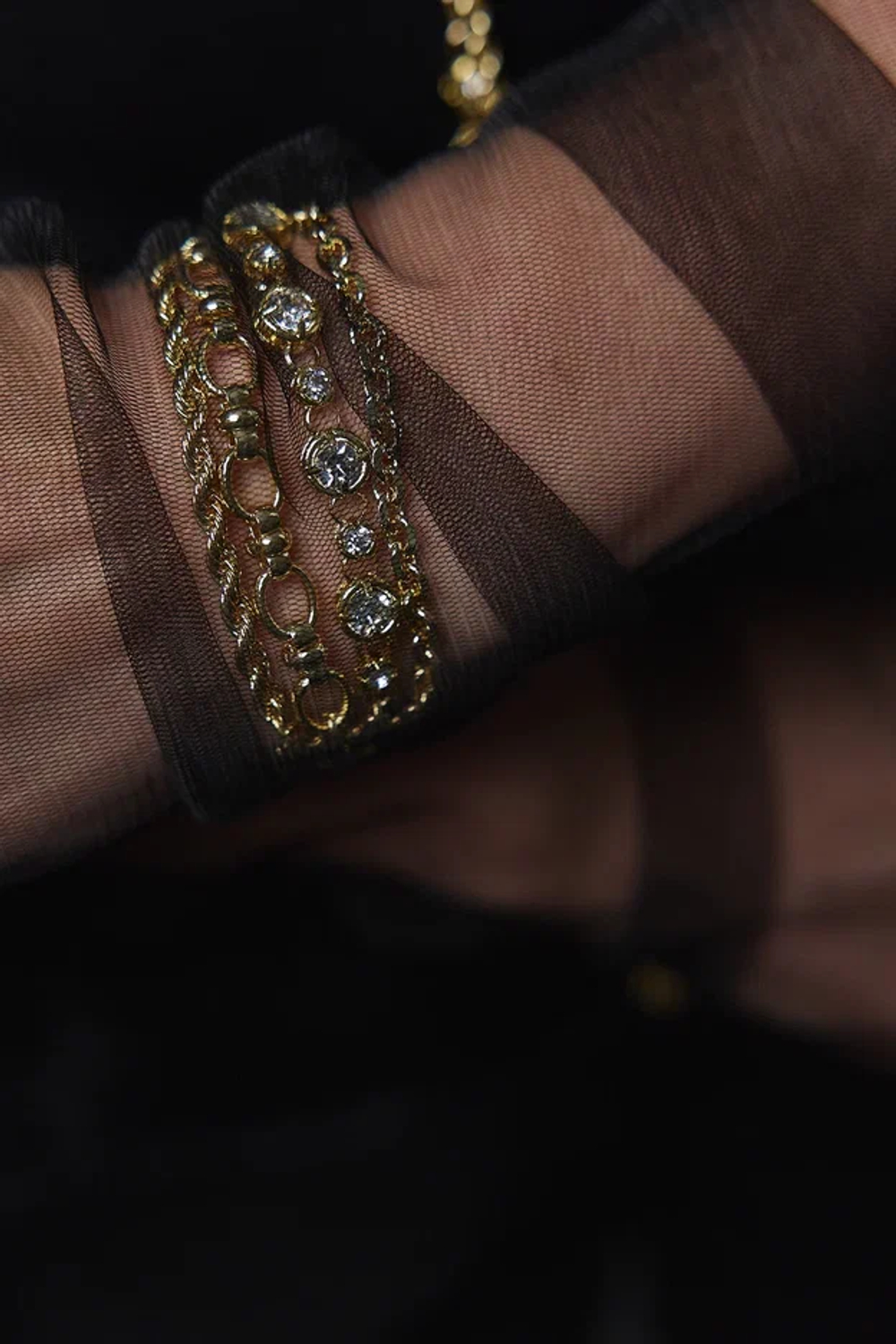 Браслет "Богема" с цирконами, оттенок золото