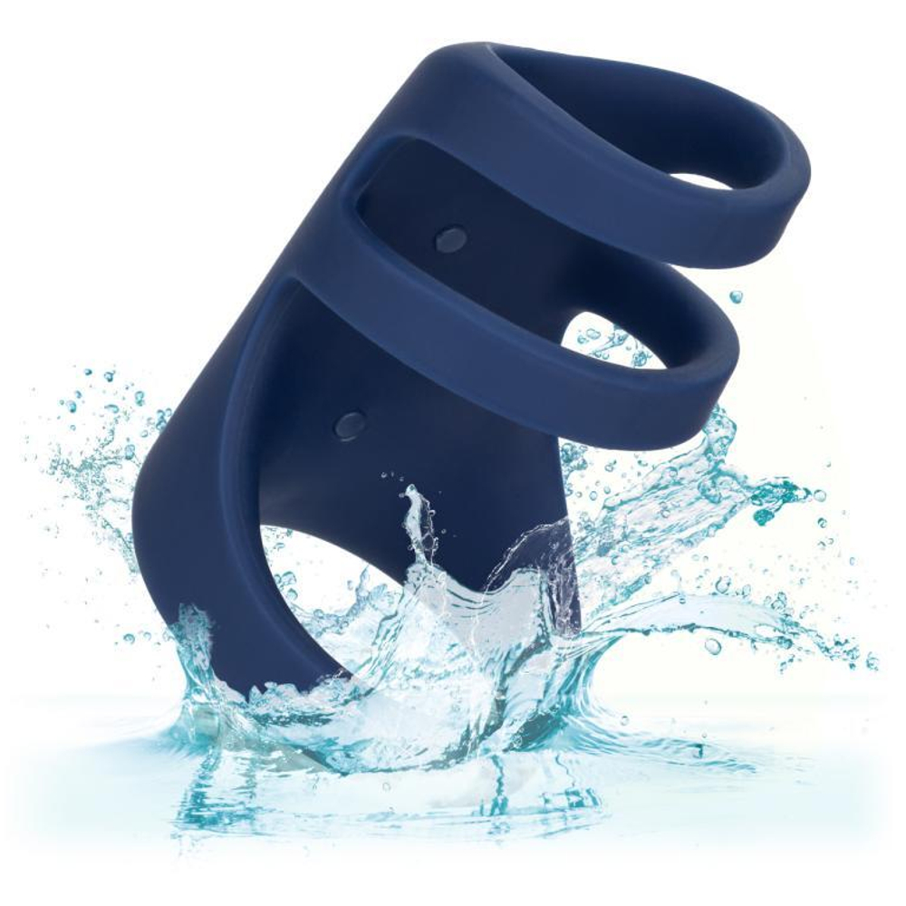 Синее эрекционное виброкольцо Rechargeable Triple Cock Cage (Цвет: синий)