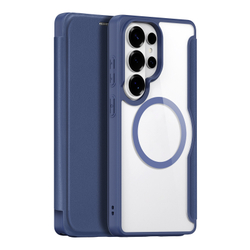 Чехол книжка синего цвета с MagSafe для Samsung Galaxy S26 Ultra, серия Skin X Pro Series от Dux Ducis