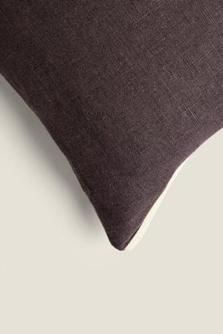 ZARA HOME ЧЕХОЛ НА ПОДУШКУ С КОНТРАСТНОЙ ОКАНТОВКОЙ, КОРИЧНЕВЫЙ
