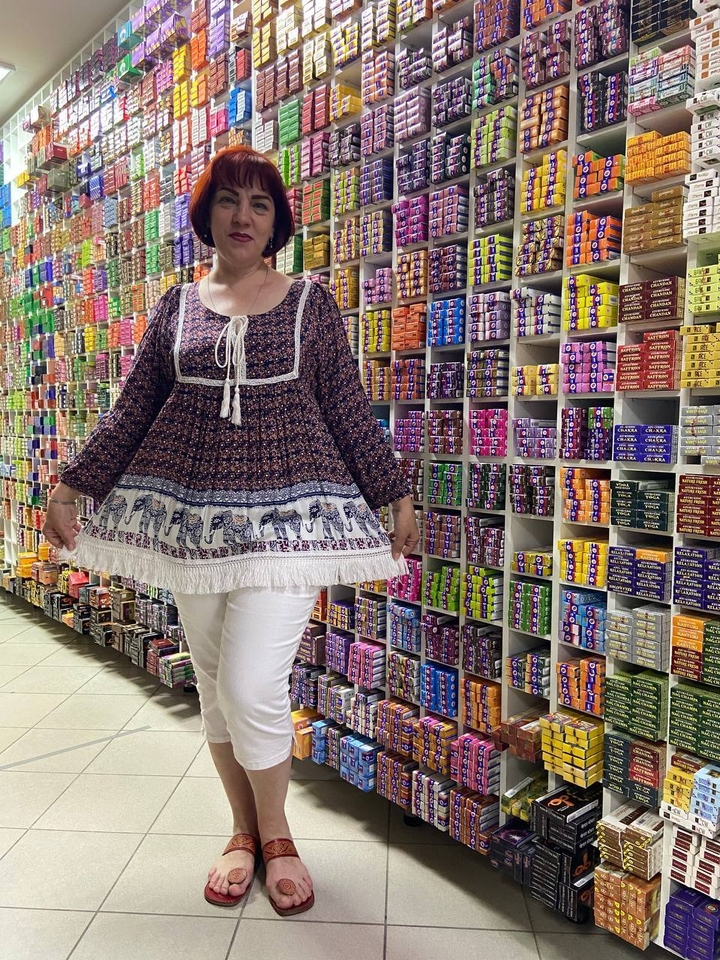 Блузка-туника с вышивкой и бахромой, Вискоза (креп), free size (50-52)