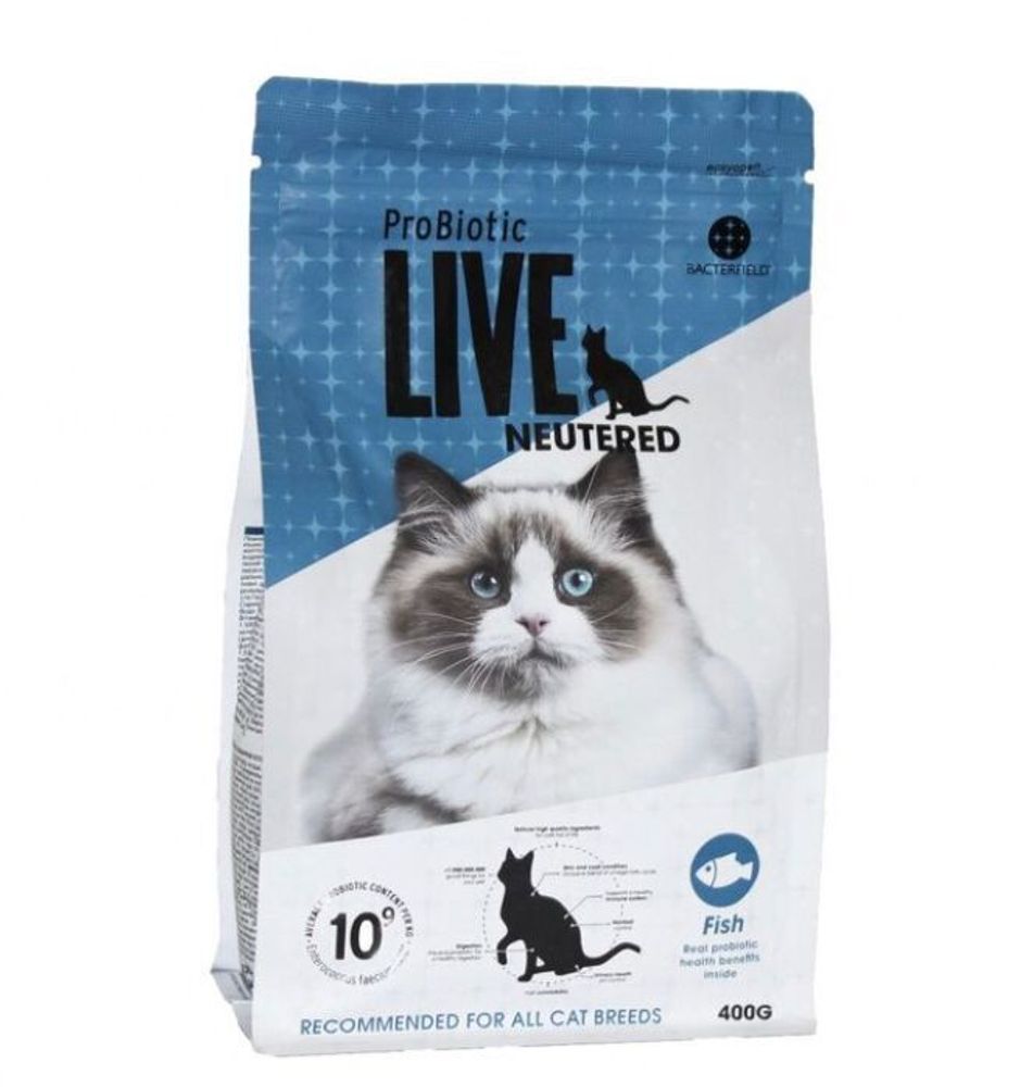 Сухой корм Probiotic Live для стерелизованных кошек рыба 8 кг
