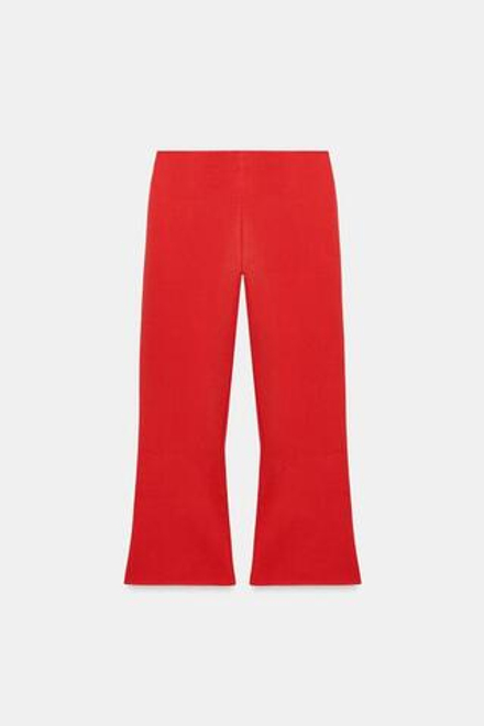 ZARA ТРИКОТАЖНЫЕ БРЮКИ FLARE, КРАСНЫЙ/КОРАЛЛОВЫЙ