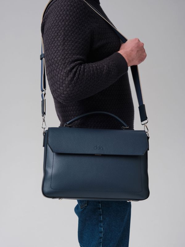 Мужская кожаная сумка Levi DBR 7115 насыщенный синий