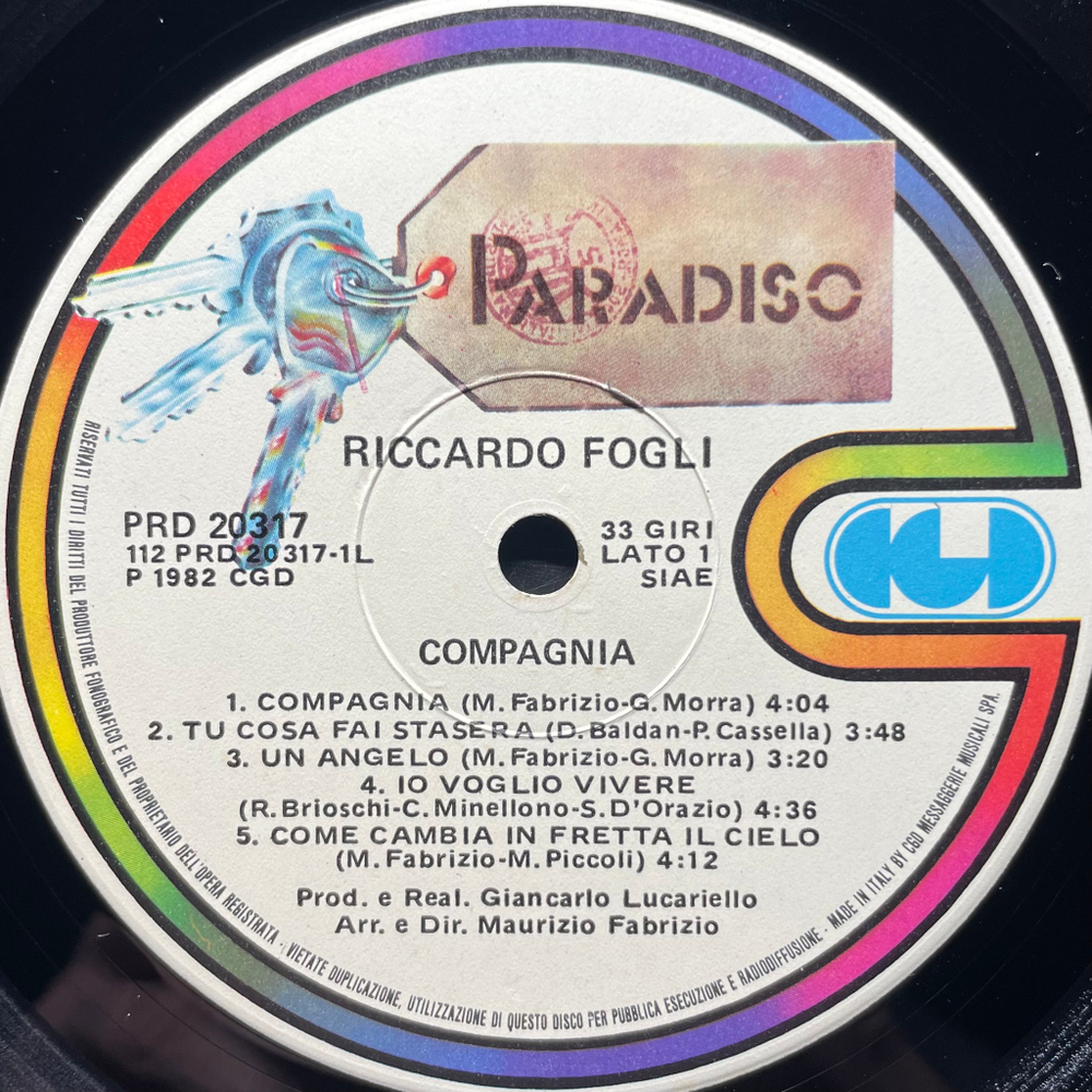Riccardo Fogli ‎– Compagnia (Италия 1982г.)