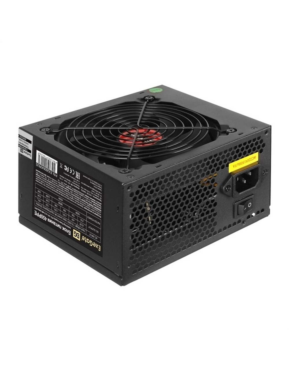 Exegate EX260640RUS-PC Блок питания 450W Exegate 450PPE, ATX, black, APFC, 12cm, 24p+(4+4)p, PCI-E, 3*IDE, 5*SATA, FDD
