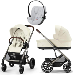 Коляска Cybex Balios S Lux TPE 2025 Cloud G i-Size Fog Grey 3 в 1 Seashell Beige с дождевиками