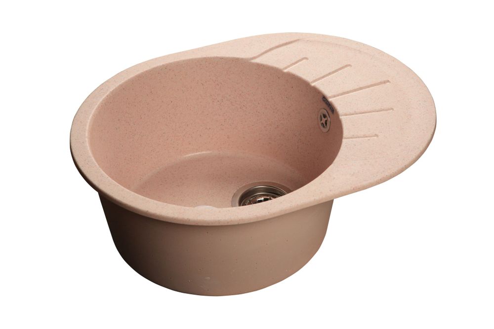 GRANFEST Мойка мрамор RONDO GF-R--580L  чаша с крылом 580*450мм  светло-розовый арт.GF-