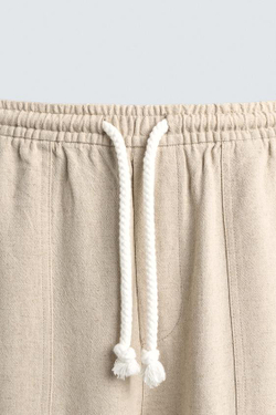 ZARA БРЮКИ RELAXED FIT В КЛЕТКУ, СВЕТЛО-БЕЖЕВЫЙ