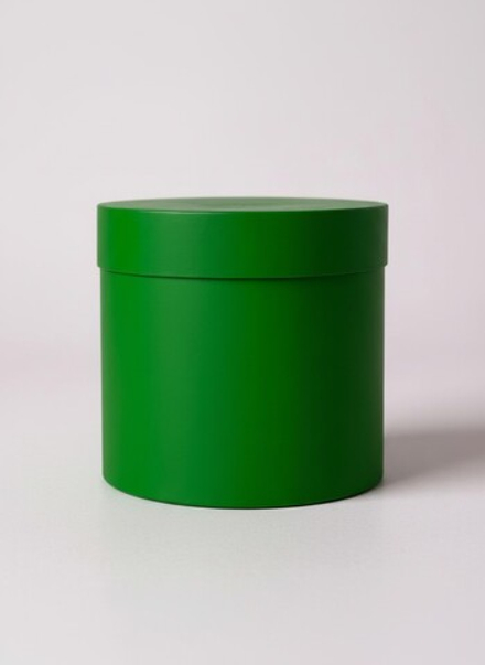 Плотная шляпная коробка с крышкой без лент. Цвет; Лесной зеленый.