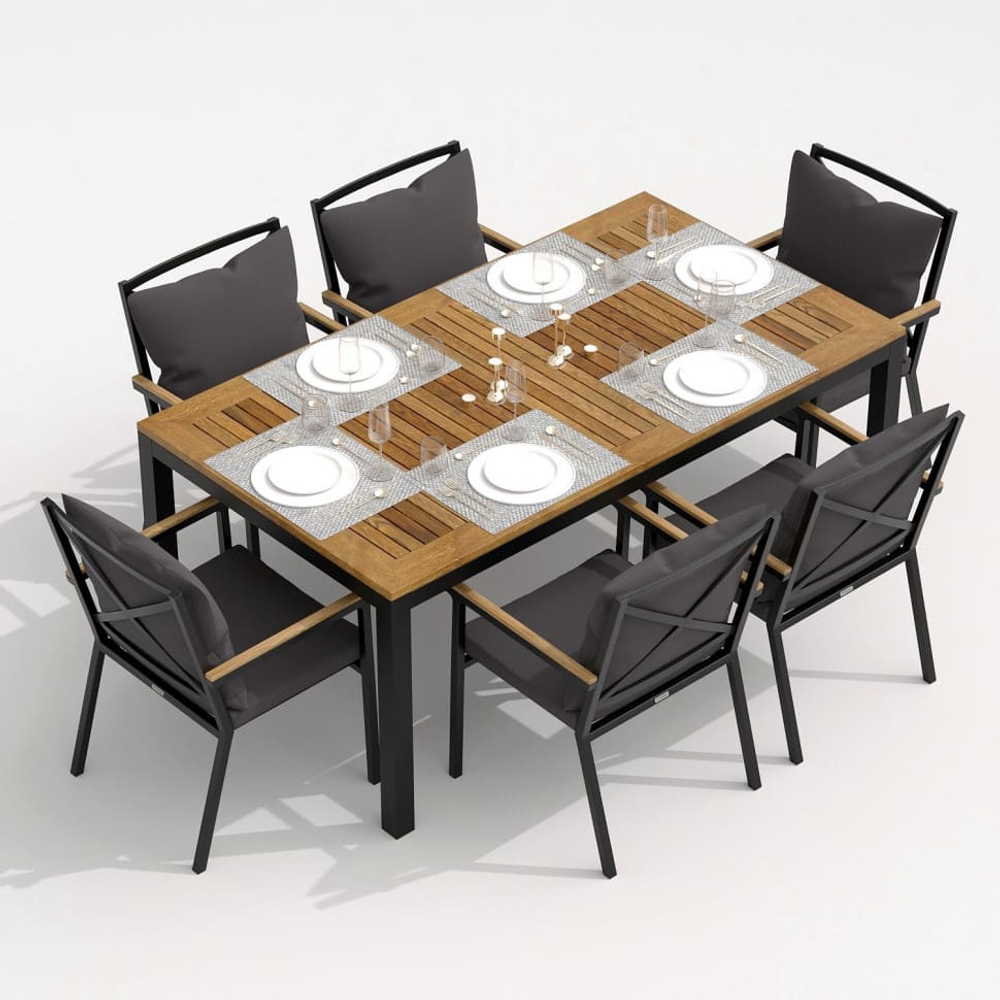 Обеденная группа Ideal Patio  ТЕЛЛА ФЕСТА плюс каркас карбон, стол тик 180, ткань антрацит
