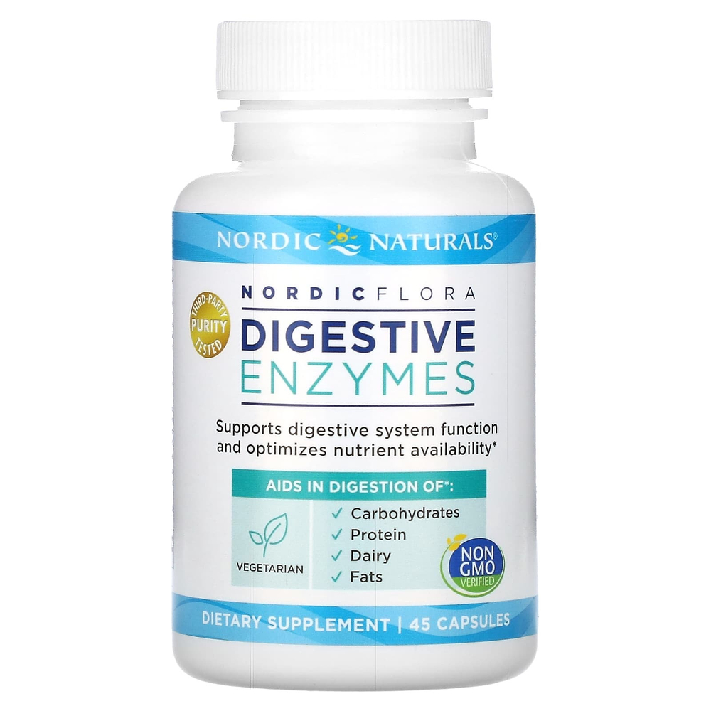 Nordic Naturals, Nordic Flora, пищеварительные ферменты, 45 капсул