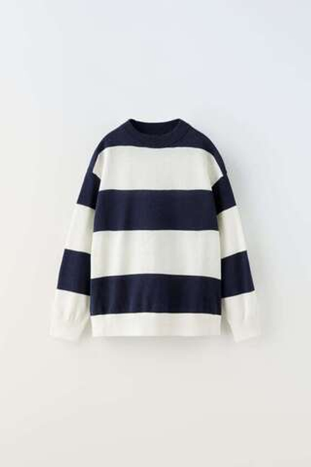 ZARA СВИТЕР В ПОЛОСКУ, СИНИЙ