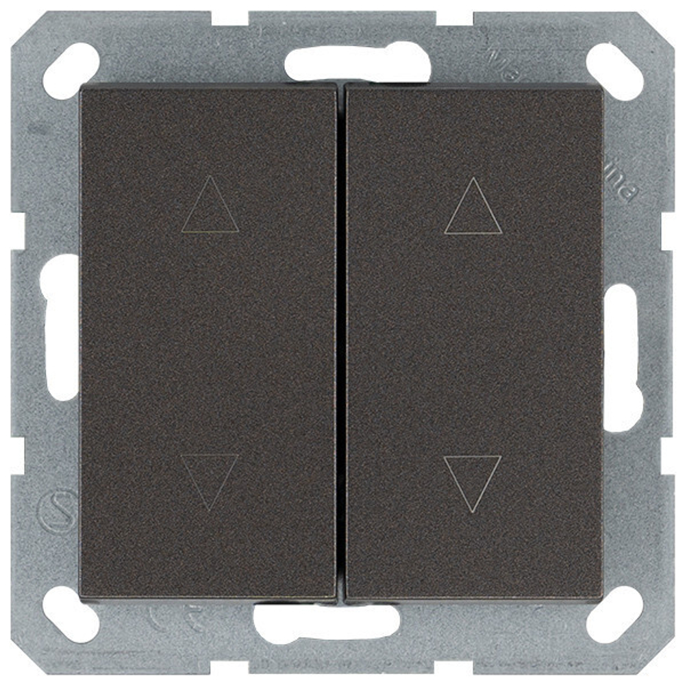 Выключатель двухклавишный для штор 10A 250V~ с накладкой, цвет Мокко