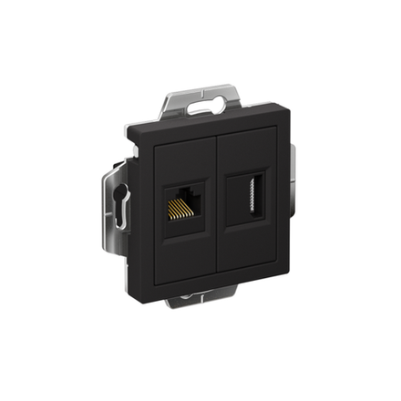 Розетка 2-м AtlasDesign HDMI+RJ45 кат.5E механизм карбон SE ATN001082