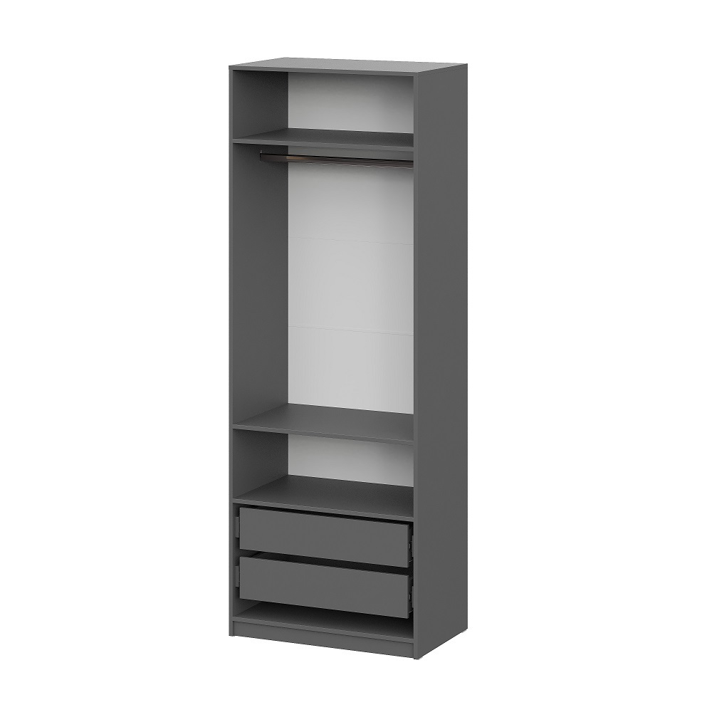 Шкаф распашной с наполнением (5 полок + 2 ящика) ШК 5 (800), Графит