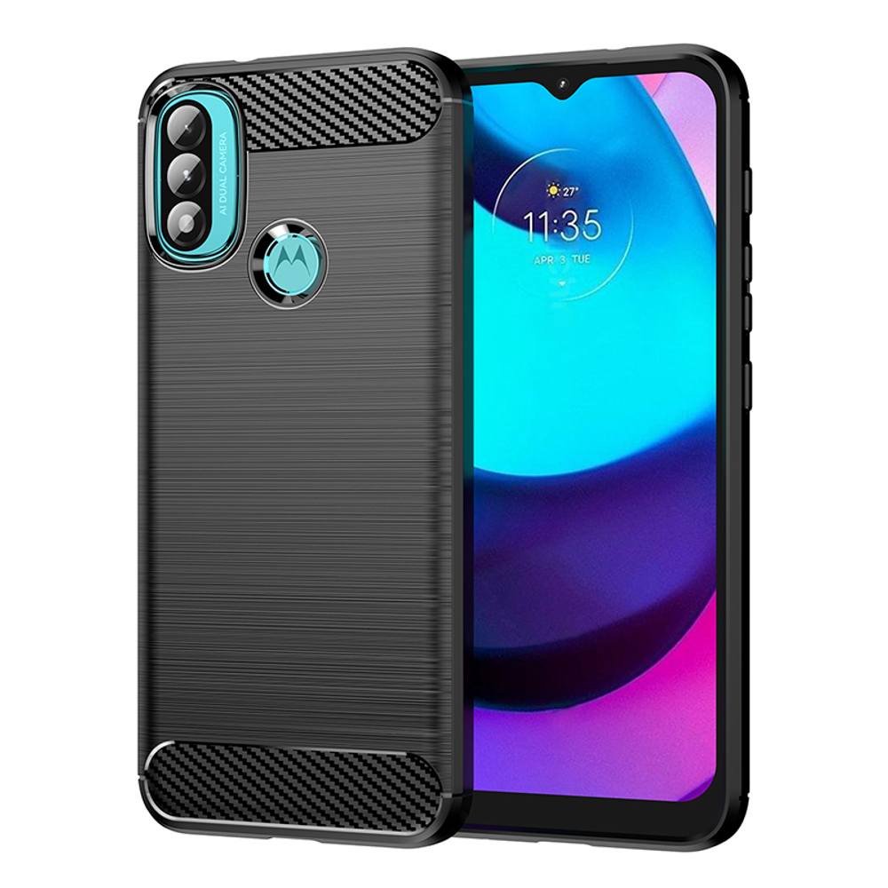 Чехол защитный для смартфона Motorola Moto E20 с 2022 года, серии Carbon от Caseport