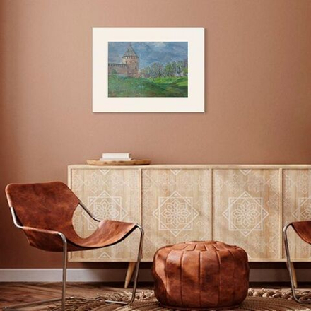 Картина авторская маслом на холсте в паспарту 30х40 см на стену для интерьера "Великий Новгород"