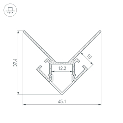 Профиль ARH-DECORE-S12-EXT-2000 ANOD внешний (Arlight, Алюминий) 023889
