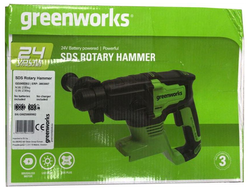 Перфоратор аккумуляторный GREENWORKS GD24SDS2 24В,SDS+,2ДЖ,б/щ,без АКБ и ЗУ (3803007)