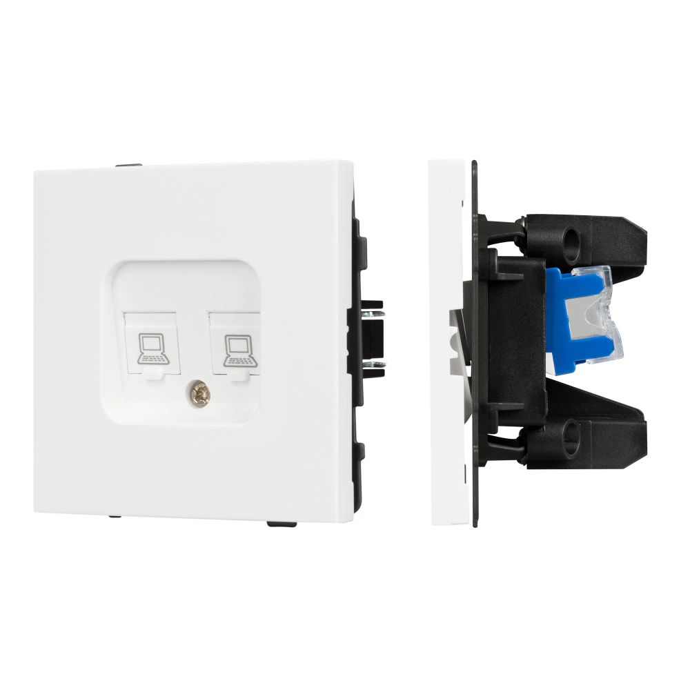 Механизм компьютерной розетки двойной SCT-TENDO-MPC2-SFPL-WH (RJ-45, CAT6) (Arlight, Матовый белый) 054598