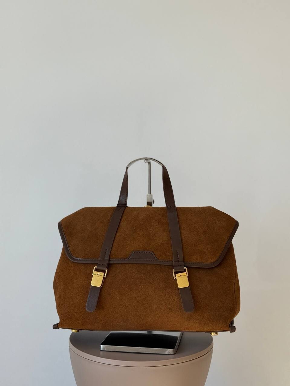 89-8710-1 BROWN Сумка жен. нат. замша/нат. кожа 35*10*25