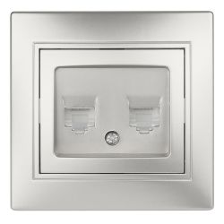 Розетка Intro Plano 1-304-03 информационная двойная 2xRJ45, СУ, алюминий