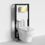Унитаз подвесной WasserKRAFT Berkel 56TLT.010.ME.PG03.H001 безободковый, с инсталляцией Vils 56, с крышкой микролифт, белый/кнопка золото глянцевое