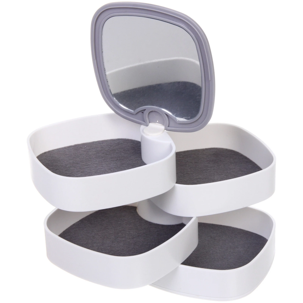 Органайзер для хранения с зеркалом «ПИОНТО», цвет белый, 12*11см (упаковка коробка)